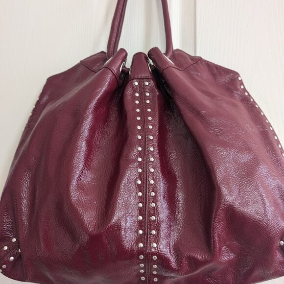 Michael Kors Astor Studded Large Red Patton Leather Ring Tote Bag - Picture 2 of 5